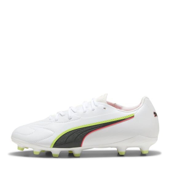 Puma - "King Match" Fußballschuhe mit festem Boden für Kinder (Weiß/Gelb) - Image 2