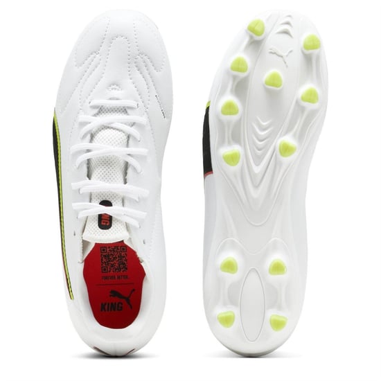 Puma - "King Match" Fußballschuhe mit festem Boden für Kinder (Weiß/Gelb) - Image 3