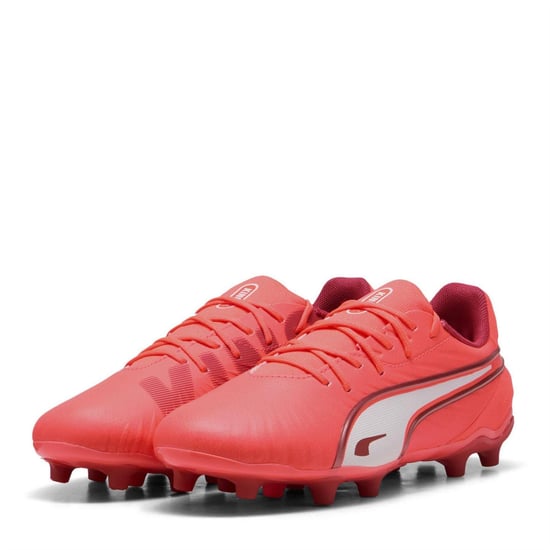 Puma - "King Match" Fußballschuhe mit festem Boden für Kinder (Rot/Weiß) - Image 1