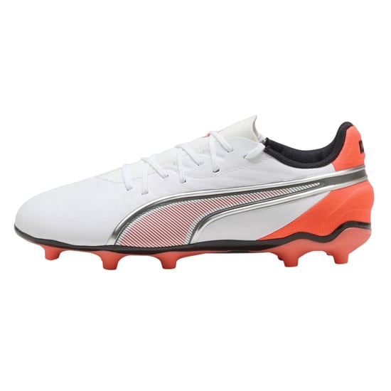 Puma - "King Match" Fußballschuhe mit festem Boden für Kinder (Weiß/Rot) - Image 2