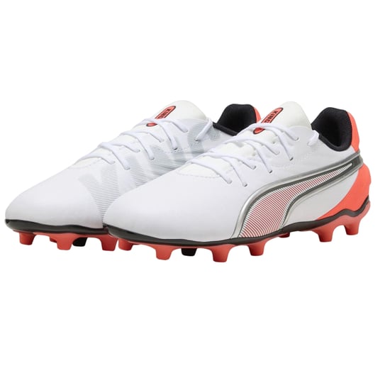 Puma - "King Match" Fußballschuhe mit festem Boden für Kinder (Weiß/Rot) - Image 3