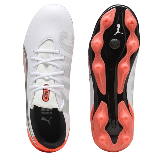 Puma - "King Match" Fußballschuhe mit festem Boden für Kinder (Weiß/Rot) - Image 4