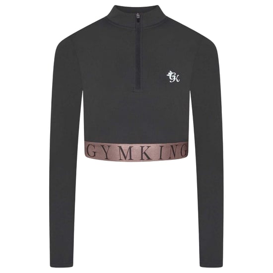 Gym King - "Impact" Kurzes Top für Damen, mit halbem Reißverschluss (Schiefer/Pfirsich) - Image 1