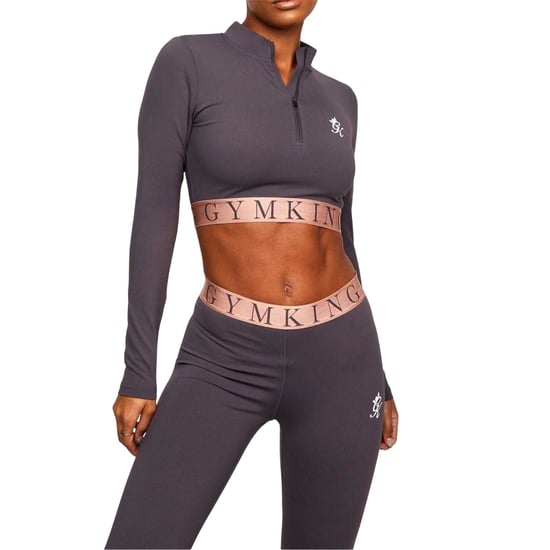 Gym King - "Impact" Kurzes Top für Damen, mit halbem Reißverschluss (Schiefer/Pfirsich) - Image 4