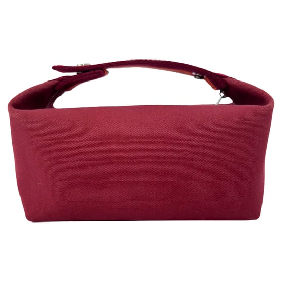 Hermès Kleine Toile Bride-A-Brac Handtasche aus bordeauxfarbenem Canvas - Image 3