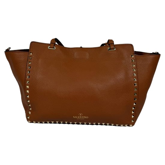 Valentino Light Cuir Rockstud Trapeze Tote aus braunem Leder - Image 2