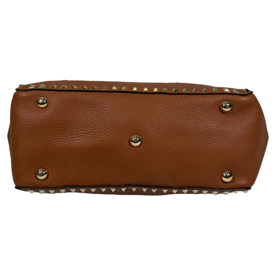 Valentino Light Cuir Rockstud Trapeze Tote aus braunem Leder - Image 4