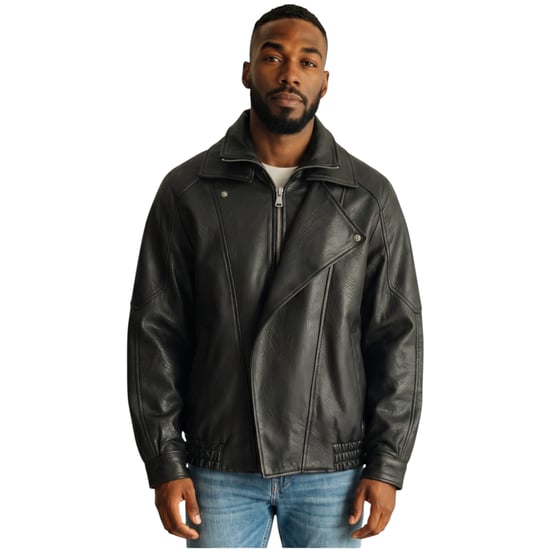 Herren Schwarze Lammleder-Biker-Bomber-Blouson-Jacke – Dunedin - Image 1