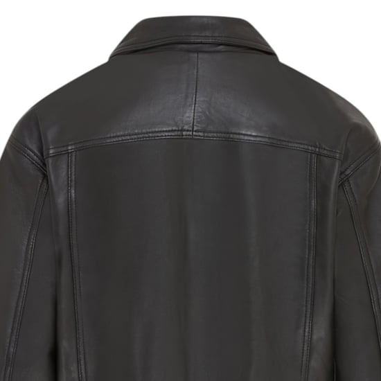 Damen Schwarze Leder-Biker Bomber Oversized Jacke – Blouson - Image 6