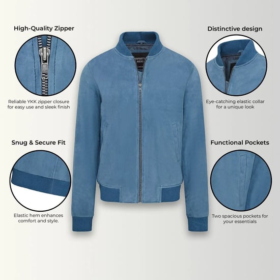 Herren Blue Goat Suede MA-1 Bomberjacke – Antalya - Image 3