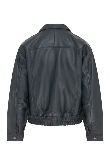 Damen Navy Leder Biker Blouson Bomber Oversized Jacke – Moon - Image 5