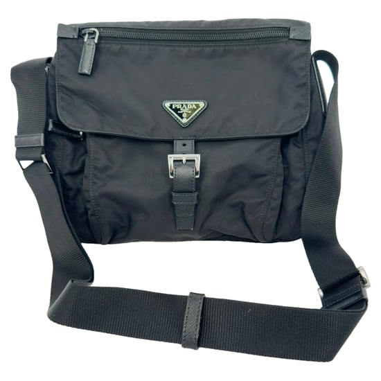 Prada Kleine Messenger Bag mit Schnalle aus schwarzem Nylon - Image 2