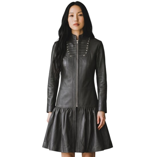 Damen-Ribet Goth Schwarzer viktorianischer Stulpenmantel mit Steckenspitzen – Larvik - Image 1