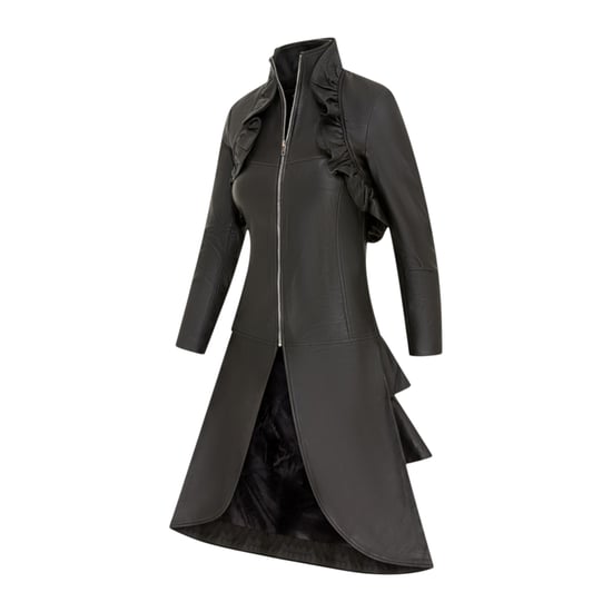 Damen-Goth-Schwarzer Lederfrack mit hohem Kragen – Telemark - Image 4