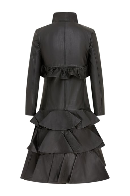 Infinity Leather Damenfrack aus Leder mit hohem Kragen und viktorianischem Saum, Everly - Schwarz - Image 5
