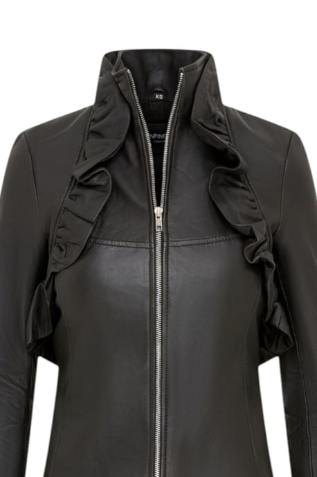 Infinity Leather Damenfrack aus Leder mit hohem Kragen und viktorianischem Saum, Everly - Schwarz - Image 6
