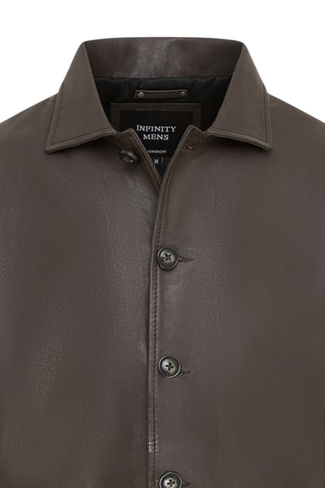Herren braune Lederjacke mit langem Kragen – Wappen - Image 6
