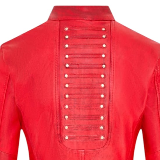 Damen-Goth-Rotleder-viktorianischer Nietenmantel – Ribet - Image 6