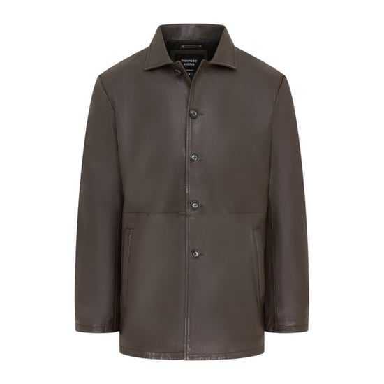 Herren braune Lederjacke mit langem Kragen – Bergen - Image 2