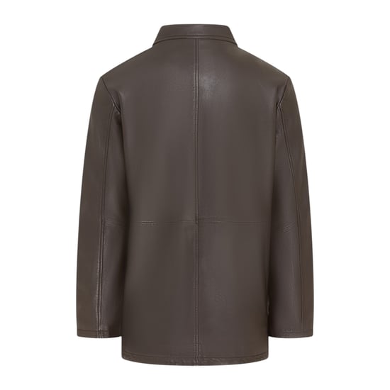 Herren braune Lederjacke mit langem Kragen – Bergen - Image 5