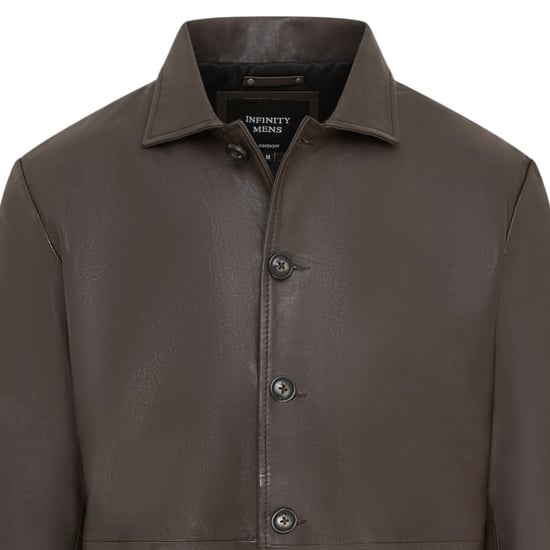 Herren braune Lederjacke mit langem Kragen – Bergen - Image 6