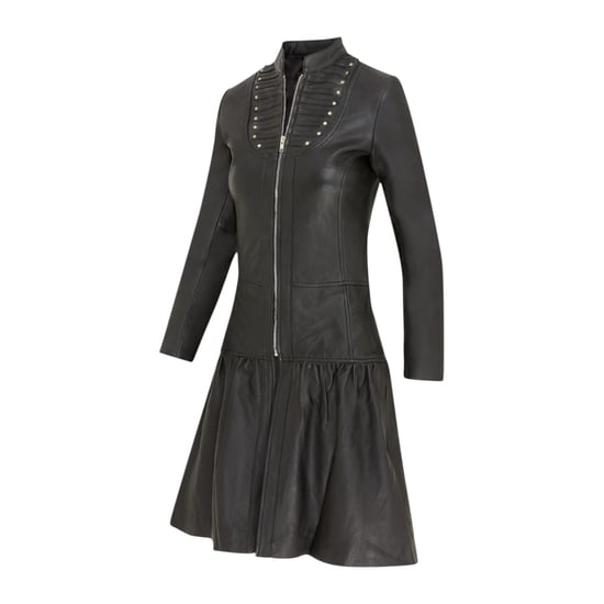 Damen-Goth-Schwarzer viktorianischer Ledermantel mit Nieten – Ribet - Image 3
