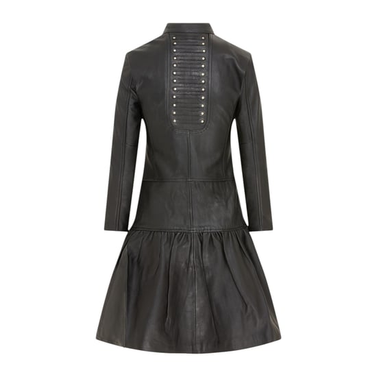 Damen-Goth-Schwarzer viktorianischer Ledermantel mit Nieten – Ribet - Image 4