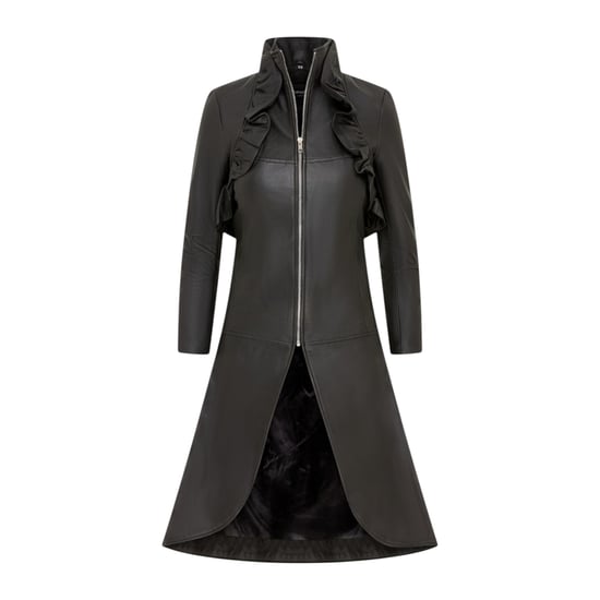 Damen-Goth-Schwarzer Lederfrack mit hohem Kragen – Challa - Image 1