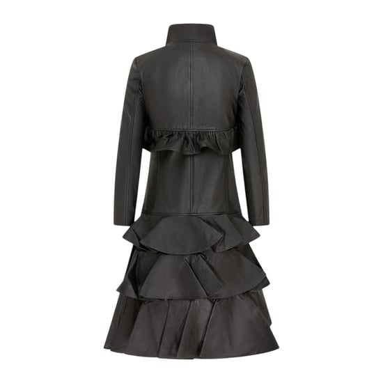 Damen-Goth-Schwarzer Lederfrack mit hohem Kragen – Challa - Image 4