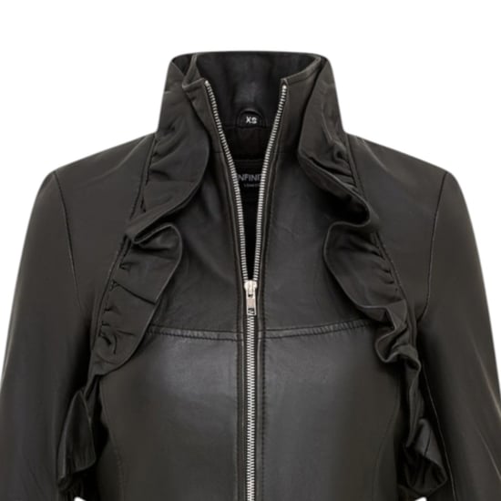 Damen-Goth-Schwarzer Lederfrack mit hohem Kragen – Challa - Image 5