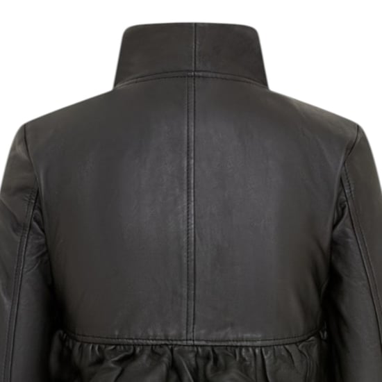 Damen-Goth-Schwarzer Lederfrack mit hohem Kragen – Challa - Image 6