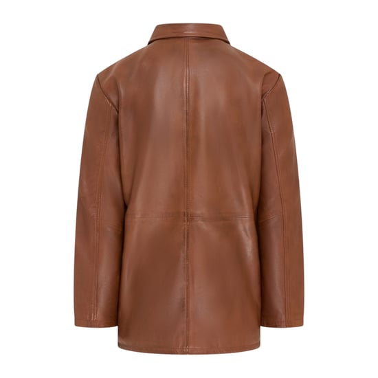 Herren beige Lederjacke mit langem Kragen – Berry - Image 4