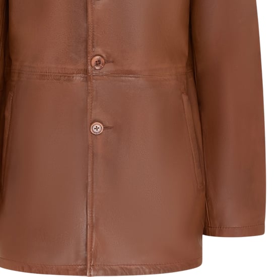 Herren beige Lederjacke mit langem Kragen – Berry - Image 6