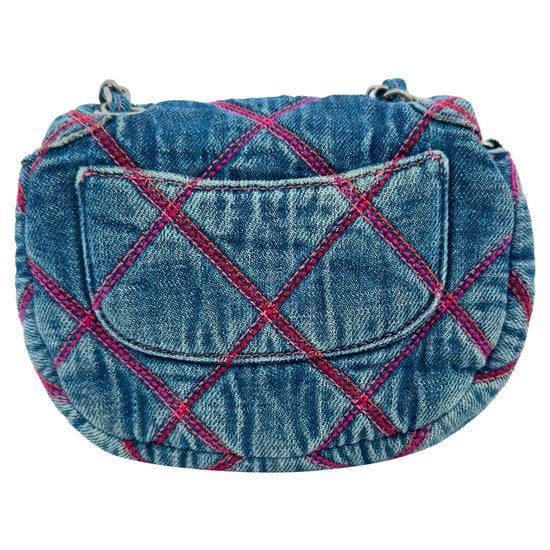 Chanel Coco Beach Mini Umhängetasche aus blauer Baumwolle - Image 4