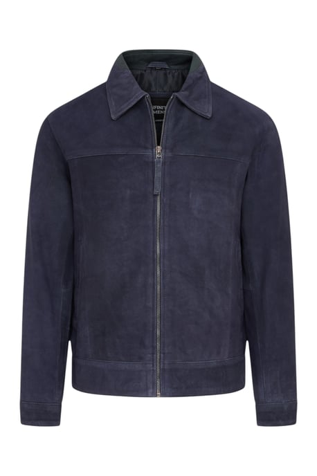 Herren Navy Goat Wildleder Harrington-Bikerjacke – Ridge - Image 2