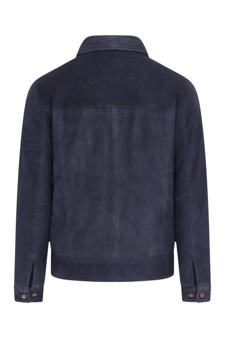 Herren Navy Goat Wildleder Harrington-Bikerjacke – Ridge - Image 5