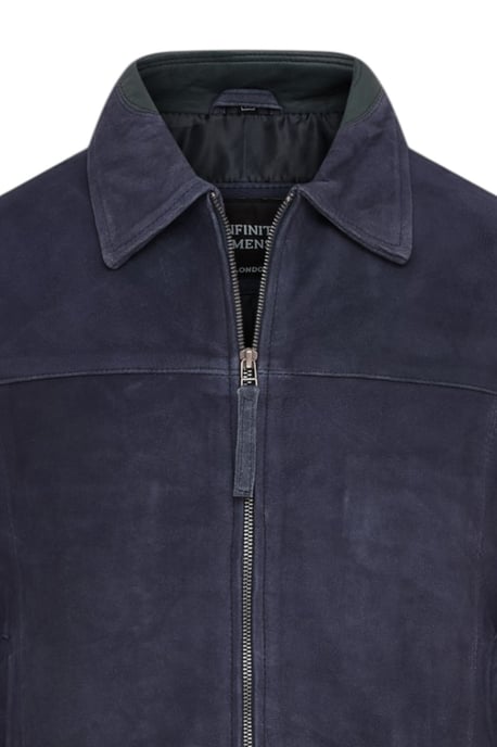 Herren Navy Goat Wildleder Harrington-Bikerjacke – Ridge - Image 6