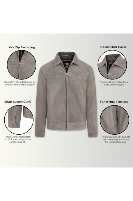 Herren Stone Goat Wildleder Harrington-Bikerjacke – Ridge - Image 4