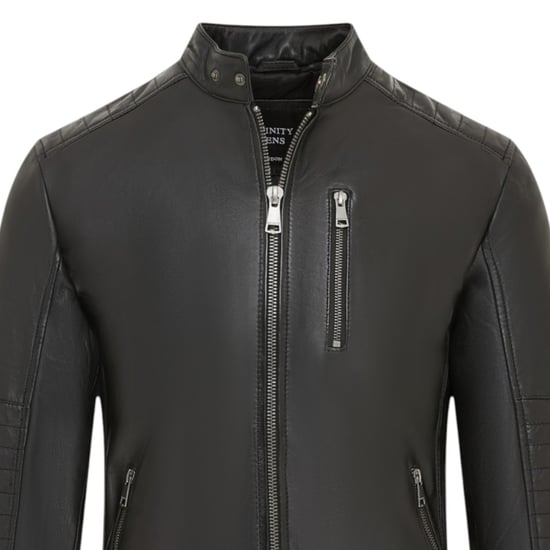 Herren Quilted Black Lamb Leather Biker Jacke – Formel - Image 5