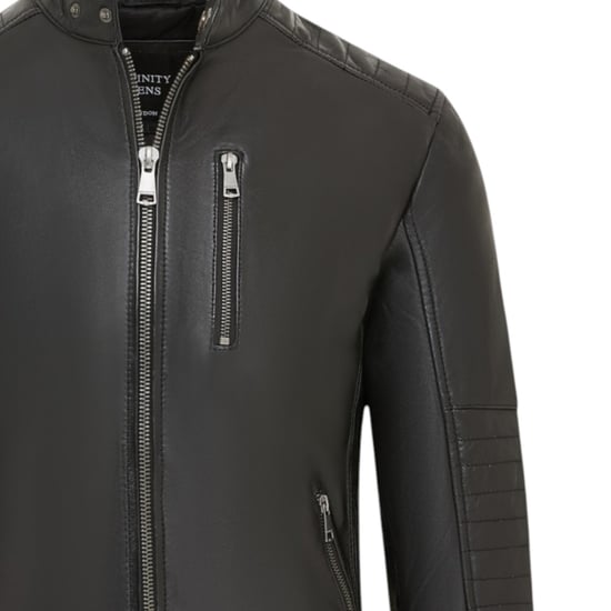 Herren Quilted Black Lamb Leather Biker Jacke – Formel - Image 6