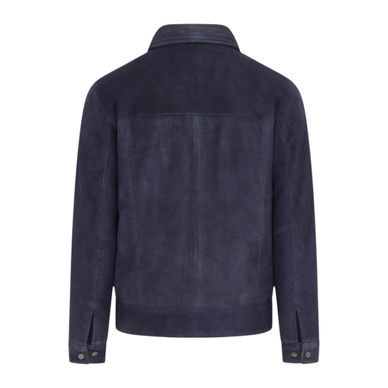 Herren Navy Goat Wildleder Harrington-Bikerjacke – Berlin - Image 4