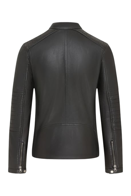 Herren gesteppte schwarze Lammleder-Bikerjacke – Raven - Image 5