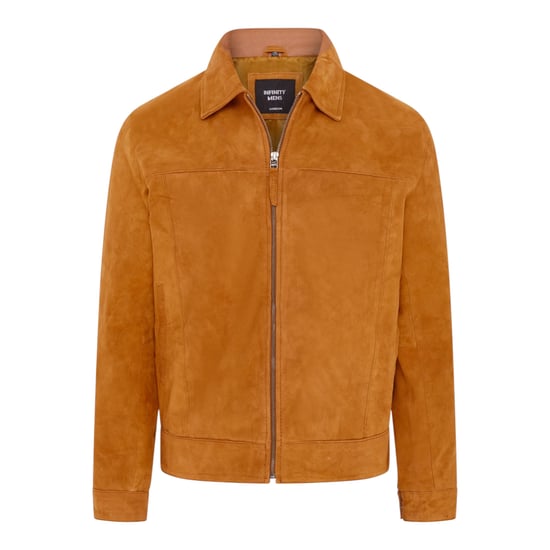 Herren Tan Goat Wildleder Harrington-Bikerjacke – Bursa - Image 2