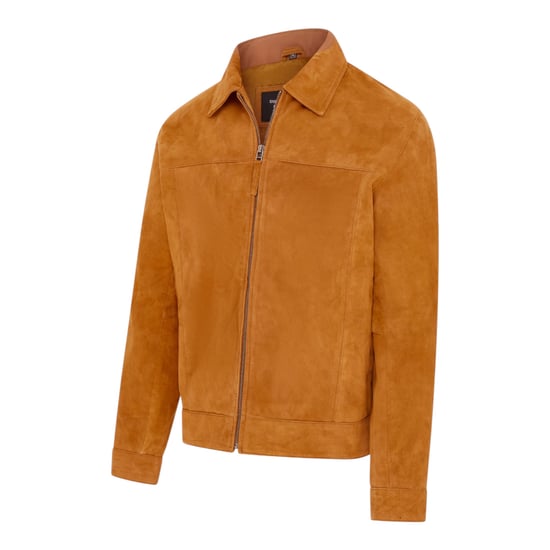 Herren Tan Goat Wildleder Harrington-Bikerjacke – Bursa - Image 4