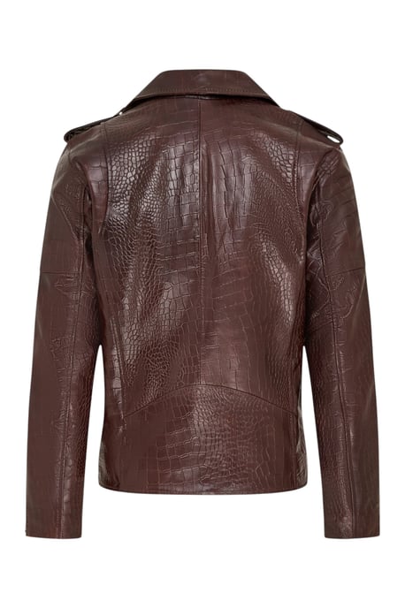 Herren braune Kuhleder-Alligatoren-Muster-Bikerjacke – Forge - Image 5