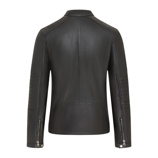 Herren gesteppte schwarze Lammleder-Bikerjacke – Stavanger - Image 5