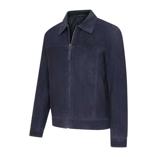 Herren Navy Goat Wildleder Harrington-Bikerjacke – Bursa - Image 4