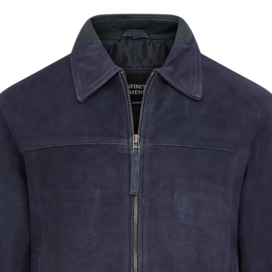 Herren Navy Goat Wildleder Harrington-Bikerjacke – Bursa - Image 6