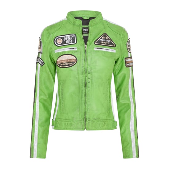 Damen-Biker-Rennabzeichen grüne Lederjacke-Incheon - Image 2