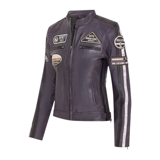 Damen-Biker-Rennabzeichen Lila Lederjacke – Eastleigh - Image 3
